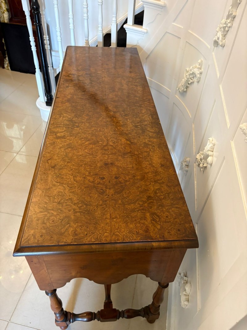 Unusual Antique Edwardian Quality Burr Walnut Dresser Base - Image 8